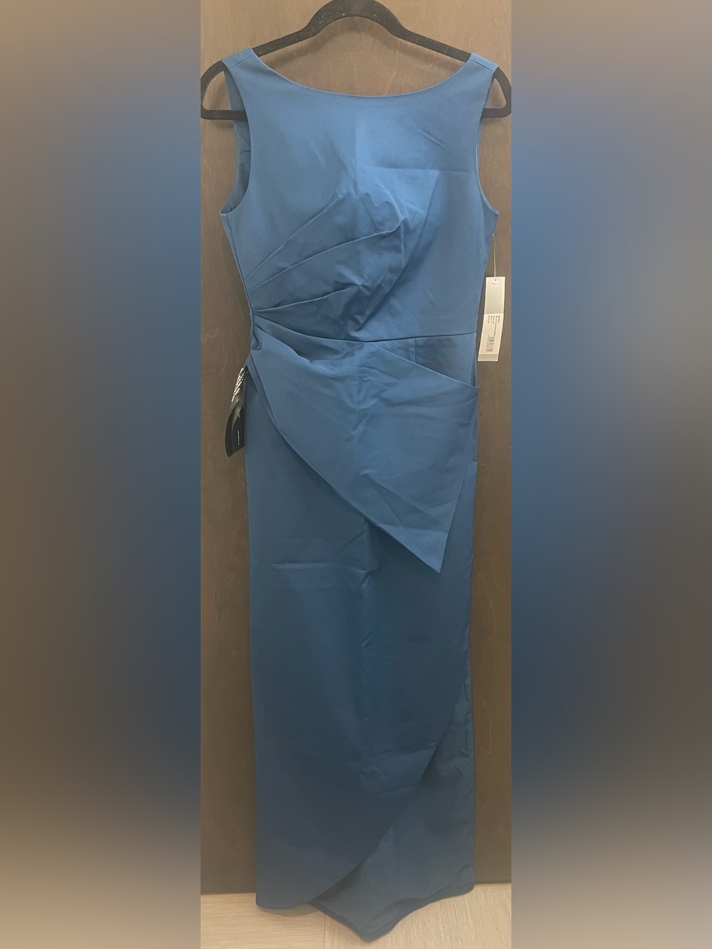 NWT Kay Unger Blue Sleeveless Lined Maxi Dress - Felix Column Gown